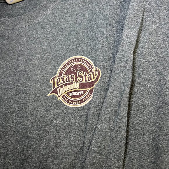 Texas State University Bobcats College Long Sleeve T-Shirt Medium Gray Gildan - Picture 4 of 8